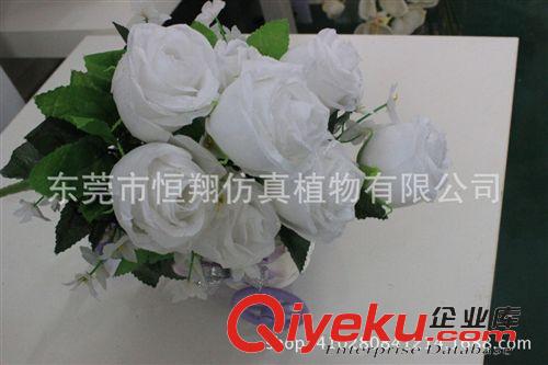 仿真花系列 熱銷人造植物 9頭露水鉆石玫瑰 玫瑰花 gd仿真 專業出口品質原始圖片3