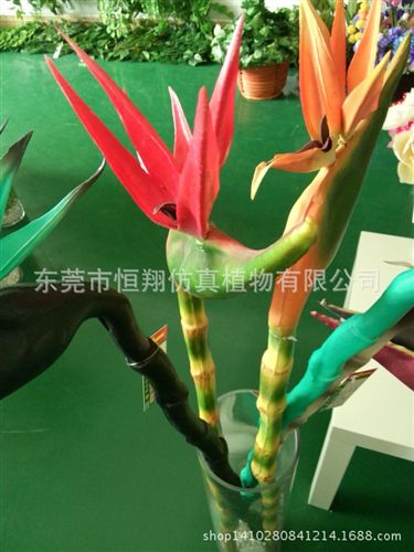 仿真花系列 廠家直銷PU花 單頭巴西天堂鳥 多色PU手感過膠仿真花
