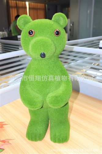 綠雕系列 廠家直銷 gf真植毛動(dòng)物批發(fā) 家居裝飾物 植毛兔子定做原始圖片2