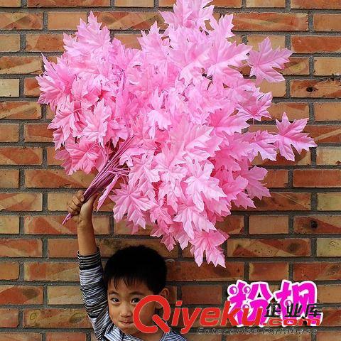 仿真藤條 tj批發仿真楓葉假樹葉子紅楓綠植裝飾加密樹葉絹布塑料葉子