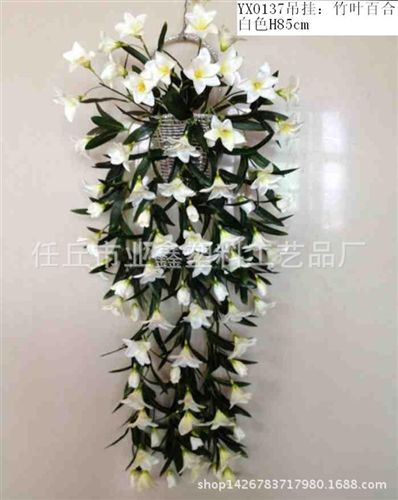 花掛 廠家直銷(xiāo)玫瑰壁掛花 仿真花 仿真葉子藤條裝飾把花
