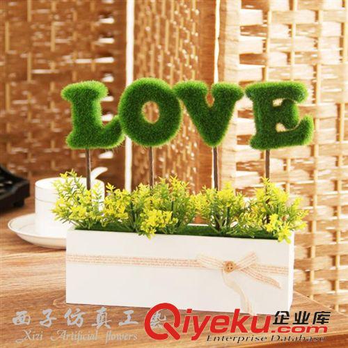 仿真花套裝類 love柵欄套裝植物盆栽裝飾小擺件仿真花裝飾花 示愛禮物批發(fā)