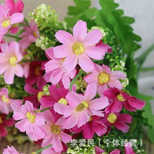 婚慶用品，家居裝飾類 仿真花批發 塑料花假花 裝飾花 小把仿真綠意盆栽插花 歐式田園