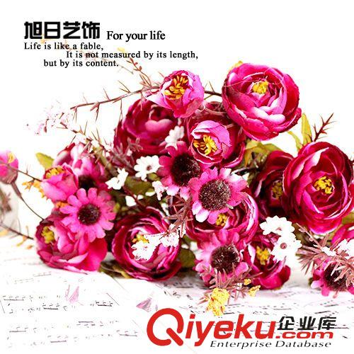歐式小把花系列 外貿新款 7頭秋茶花 絹花假花熱賣 廠家直銷 小額批發(fā)原始圖片2
