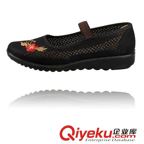 夏季鞋子 老北京網布涼鞋 中老年布鞋休閑鞋 夏季雙網單鞋 低幫低跟繡花鞋原始圖片2