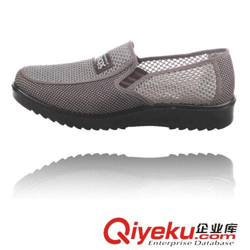 夏季鞋子 老北京網(wǎng)鞋 雙網(wǎng)男款夏季透氣布鞋低幫平底男鞋新款灰色套腳輕便原始圖片2