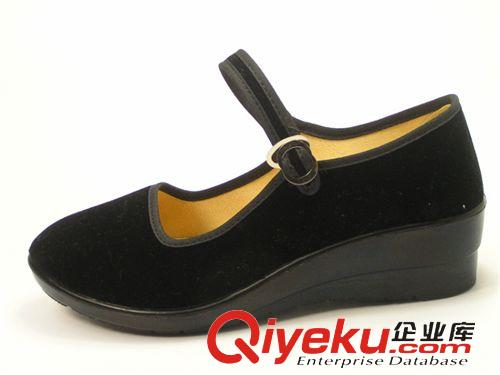 老北京 布鞋 廠家供應(yīng) 高跟禮儀鞋厚底 黑色布鞋一代鞋工作鞋黑色平絨淺口布鞋原始圖片2