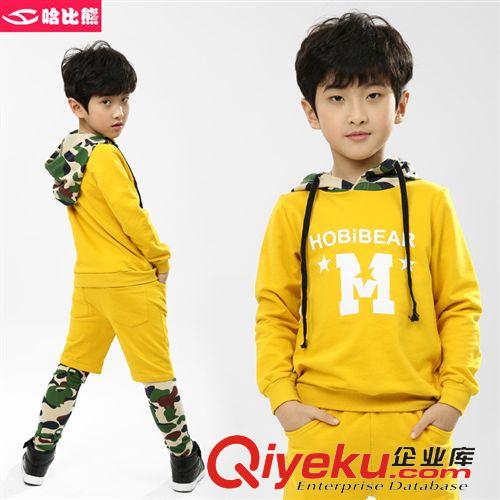 新品上新區(qū) 哈比熊童裝2015年春季新款男童迷彩拼接字母休閑運(yùn)動(dòng)套裝韓版 潮