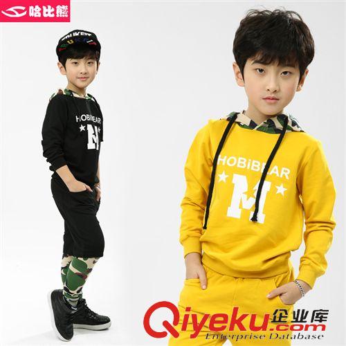 服裝尺碼推薦 哈比熊童裝2015春季新款套頭長袖中大童韓版男童假2件潮流套裝潮