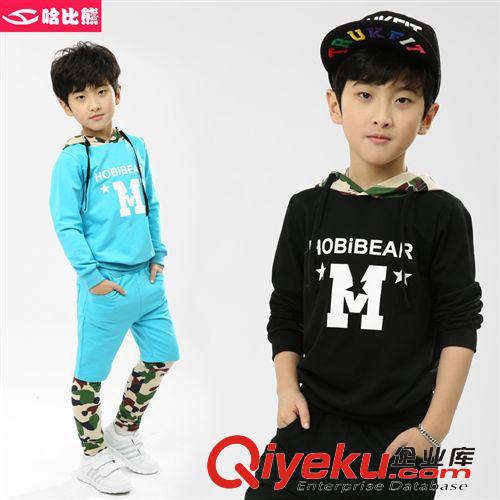 服裝尺碼推薦 哈比熊童裝2015年春季新款男童迷彩拼接字母休閑運(yùn)動(dòng)套裝韓版 潮原始圖片2