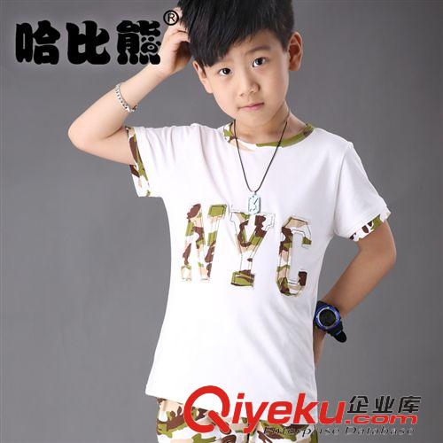 服裝尺碼推薦 哈比熊夏季新款童裝2015男童短袖童裝兒童迷彩服套裝女童套裝T025
