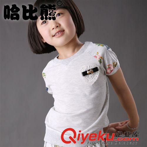 服裝尺碼推薦 哈比熊時尚夏季童裝2015新款女童短袖褲子中小童衣服休閑套裝T027