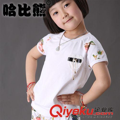 服裝尺碼推薦 哈比熊時尚夏季童裝2015新款女童短袖褲子中小童衣服休閑套裝T027