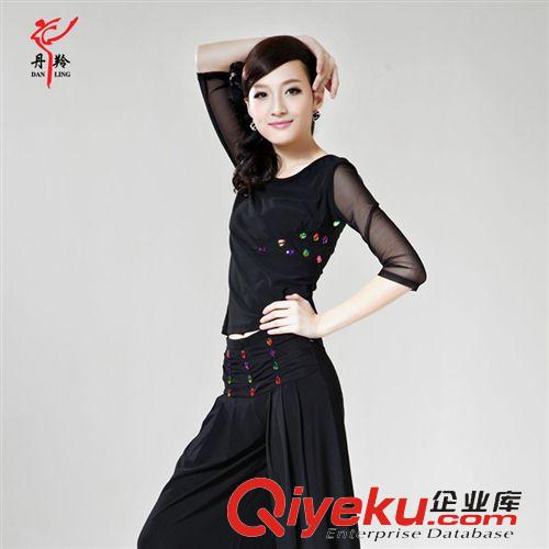 2014秋冬上新專區(qū) 丹羚新款摩登舞蹈服中袖上衣 熱賣彩鉆廣場舞交誼國標(biāo)舞蹈服裝原始圖片2