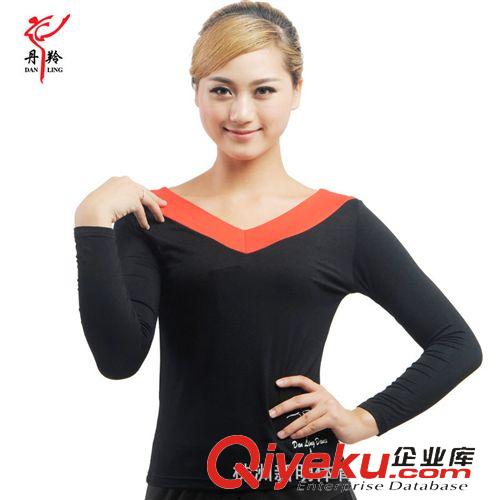 2014秋冬上新專區(qū) 丹羚熱賣(mài)廣場(chǎng)舞服裝新款上衣長(zhǎng)袖 雙V領(lǐng)舞蹈跳舞衣服拉丁舞練功服原始圖片2