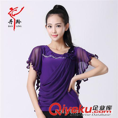 成人拉丁舞系列 丹羚2015春夏新款摩登舞服裝上衣 成人女士拉丁國(guó)標(biāo)舞服七分中袖