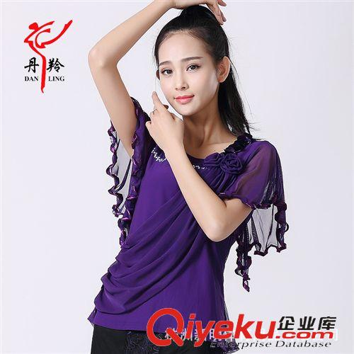 成人拉丁舞系列 丹羚2015年春夏新款女士摩登舞服短袖上衣 成人拉丁國標舞蹈服裝原始圖片3