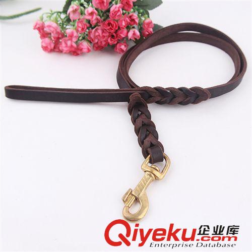 關注新品更新  現貨批發萬達品牌真牛皮德牧牽引繩 加長型zp寵物牽引帶 狗繩原始圖片2