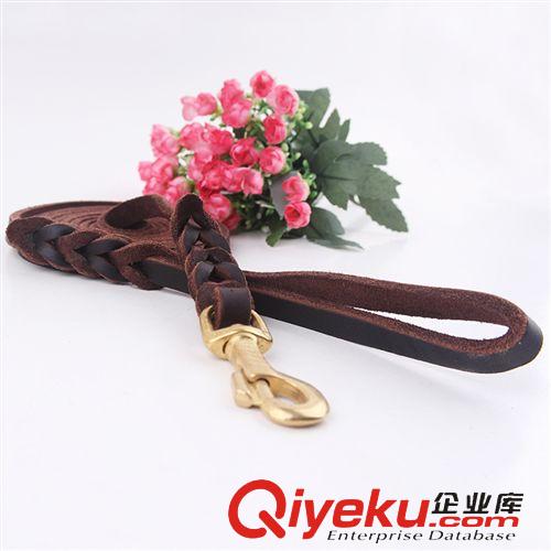 關注新品更新  現貨批發萬達品牌真牛皮德牧牽引繩 加長型zp寵物牽引帶 狗繩原始圖片3