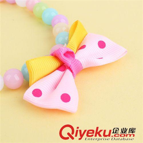 寵物衣服-皮皮淘 批發皮皮淘多彩蝴蝶結亞克力串珠寵物項鏈 帶黃色小熊 30CM原始圖片3