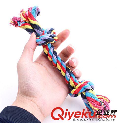 寵物玩具-皮皮淘 義烏廠家批發(fā)寵物狗繩結(jié)玩具  雙結(jié)棉繩 中號(hào)23cm 55g可混批原始圖片2