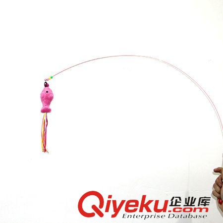 2015 4月上新 鋼絲小魚逗貓棒逗貓桿貓咪玩具鈴鐺小魚 寵物用品批發(fā)原始圖片2