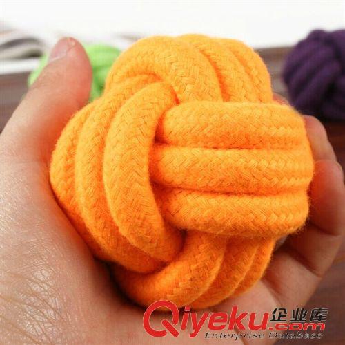 2015 2月上新 新款糖果色棉繩球6cm 棉結(jié)繩玩具球形狗狗啃咬玩具 寵物用品批發(fā)