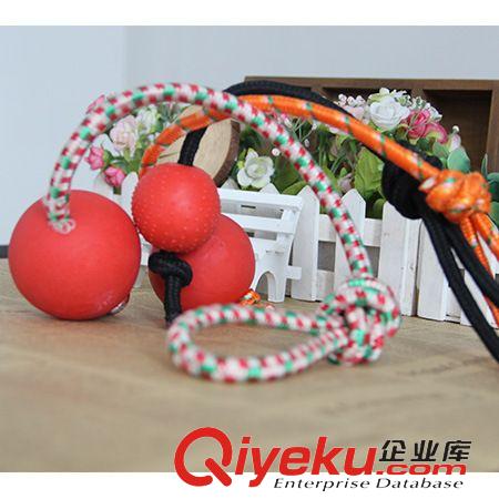 2015 2月上新 棉繩穿球小號手拉棉繩橡膠球狗狗玩具彈力球寵物用品批發球形玩具原始圖片3