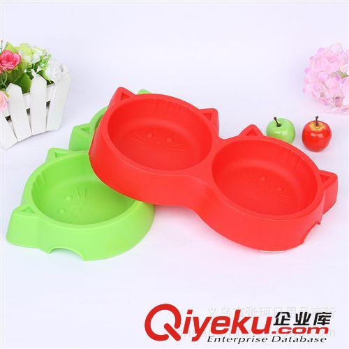 12月上新 新款 貓臉型寵物雙口碗 批發塑料寵物碗  寵物用品兩用寵物食盆原始圖片2