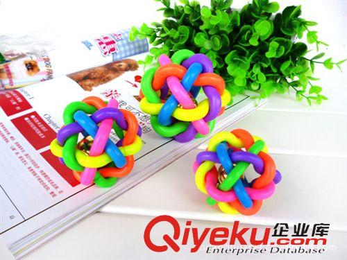 寵物玩具 中號七彩響鈴麻花球 狗狗貓咪寵物發聲玩具 帶鈴鐺 七色彩虹球原始圖片2