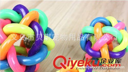 寵物玩具 【貝琪寵物玩具批發】供應彩色編織球 七彩鈴鐺球 狗狗啃咬玩具中原始圖片3