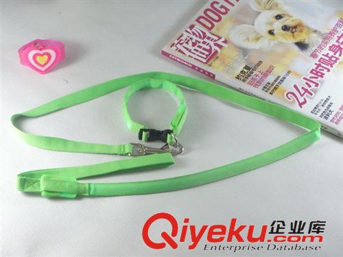 LED發光寵物用品 套裝狗繩 狗項圈 金毛 拉布拉多   棕紅色純頭層進口黃牛皮牽引繩原始圖片2