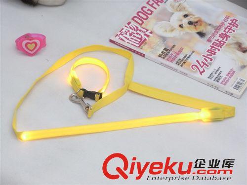 LED發光寵物用品 套裝狗繩 狗項圈 金毛 拉布拉多   棕紅色純頭層進口黃牛皮牽引繩原始圖片3