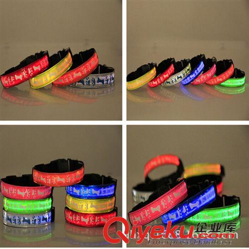 LED發(fā)光寵物用品 新款 骨頭腳印項(xiàng)圈 LED發(fā)光項(xiàng)圈 寵物項(xiàng)圈 狗脖套批發(fā)廠家直銷原始圖片2