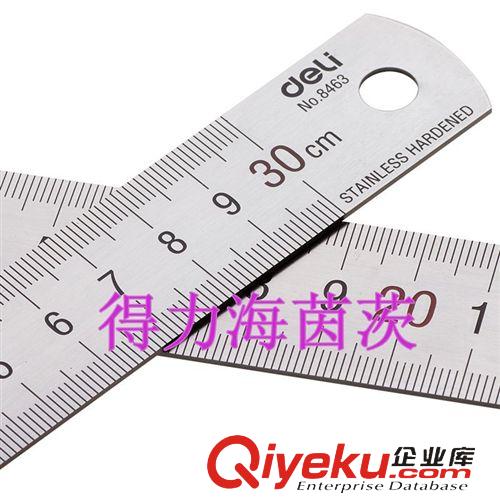 桌面文具用品 30CM長得力8463不銹鋼直尺Deli量具金屬尺子原始圖片2