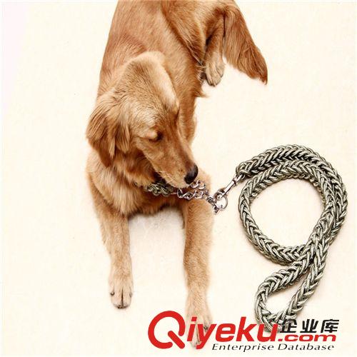 寵物牽引繩 牽引帶 金毛 八股編織帶項(xiàng)圈大型狗狗繩鏈子 大號 直徑2.4CM原始圖片2