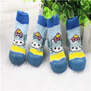 寵物服裝 服飾 寵物用品 寵物鞋 新款狗鞋 卡通毛線狗鞋原始圖片2