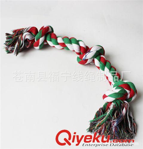 寵物玩具 批發供應狗咬棉繩 寵三結棉繩玩具棉繩骨磨牙耐咬狗狗玩具