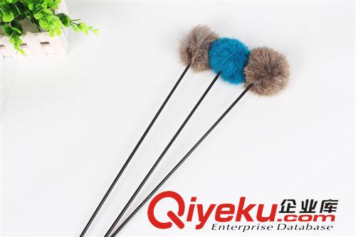 寵物玩具 貓咪寵物玩具 兔毛發(fā)聲小球逗貓棒 貓咪互動玩具逗貓球逗貓桿原始圖片3