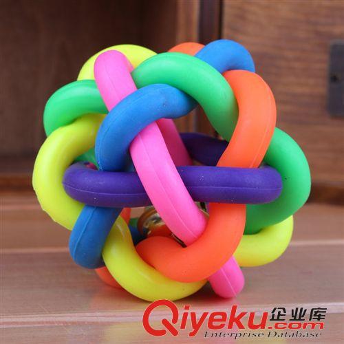 寵物服飾 寵物用品 彩色編織鈴鐺球 七彩球 寵物玩具 外貿批發(fā) 中號75MM原始圖片2