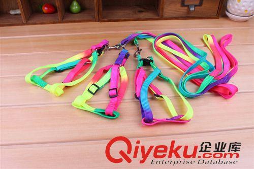 項圈/牽引繩 T廠家直銷 寵物用品 寵物牽引帶 狗鏈胸背帶 寵物牽引七彩繩原始圖片3