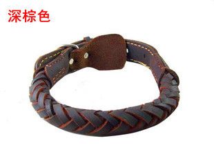 牽引繩 一級(jí)真皮寵物項(xiàng)圈狗項(xiàng)圈 狗鏈 狗狗項(xiàng)圈 8股軟皮編織中大型犬加粗原始圖片2