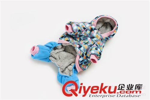  寵物服飾 寵物秋冬服裝批發(fā)狗狗保暖棉衣高品質(zhì)德豐春滿枝椏藍(lán)色雨滴款原始圖片3