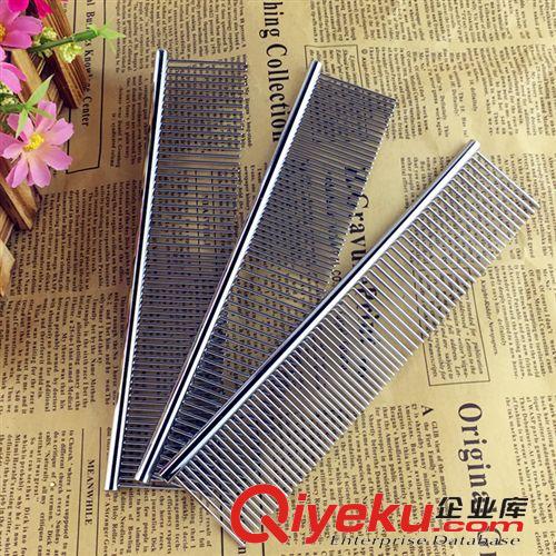 寵物梳子 洗澡刷 廠家直銷 加粗寵物梳子 美容梳子 不銹鋼排梳 中號 19*4CM原始圖片2
