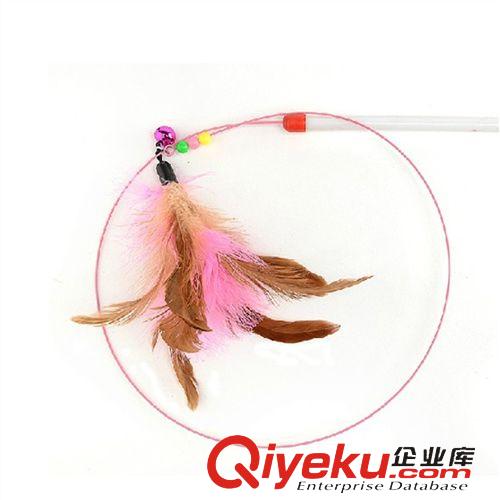  寵物玩具 超愛玩貓玩具釣魚式鋼絲線雞毛逗貓棒原始圖片3