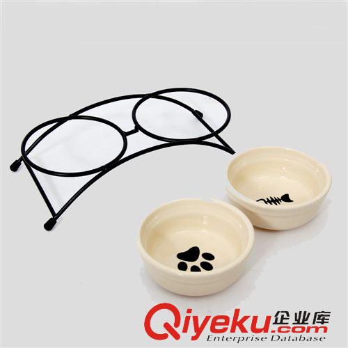 新品上架 兩個碗 連體式加大 陶瓷寵物碗 食具 大貓加菲貓波斯貓咪 雙食盆原始圖片2
