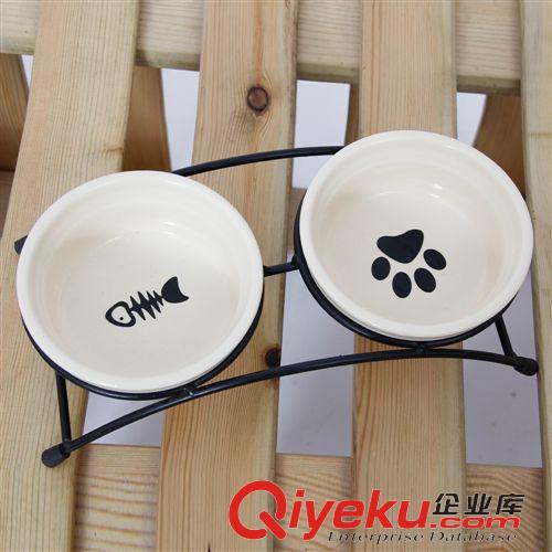 新品上架 兩個碗 連體式加大 陶瓷寵物碗 食具 大貓加菲貓波斯貓咪 雙食盆原始圖片3