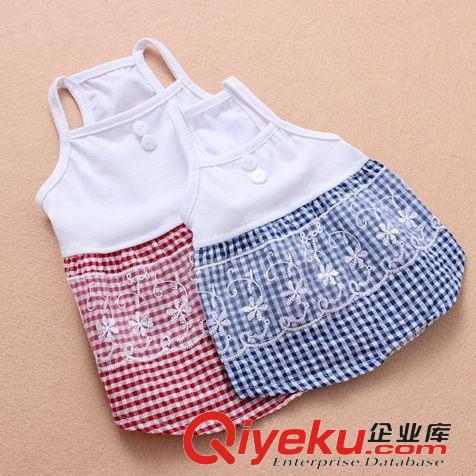寵物服裝 寵物服飾泰迪英倫吊帶格子蕾絲花邊裙春夏季韓版衣服狗狗服飾1006原始圖片3