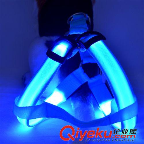 寵物牽引工具/訓(xùn)狗用品 寵物用品 LED發(fā)光狗胸背帶 中大型犬夜光狗繩 狗背帶廠家直銷