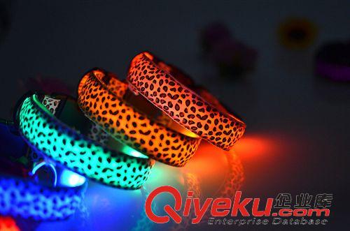 寵物牽引工具/訓狗用品 OEM廠家定做 LED發光寵物項圈 夜光項圈 豹紋閃光寵物帶 促銷用品原始圖片2